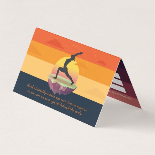 ヨガ瞑想ポーズサン飛んでいるアイランドの価格表 名刺 (正面)