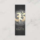 ヨガ瞑想ポーズOMシンボルモダンブラック&金ゴールド スキニー名刺 (正面)