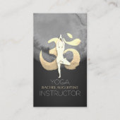 ヨガ瞑想ポーズOMシンボルモダンブラック&金ゴールド 名刺 (正面)