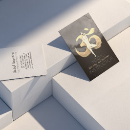 ヨガ瞑想ポーズOMシンボルモダンブラック&金ゴールド 名刺