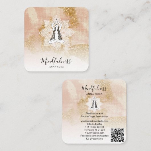 *~*ヨガ瞑想マインドフルネスマンダラ女神QR スクエア名刺 (正面/裏面)