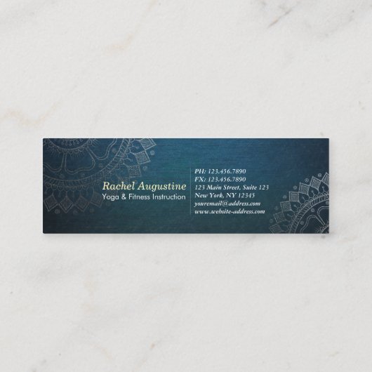 ヨガ瞑想先生オモダンレンジ金ゴールド曼荼羅 スキニー名刺 (裏面)
