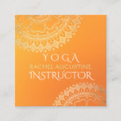 ヨガ瞑想先生オモダンレンジ金ゴールド曼荼羅 スクエア名刺 (正面)