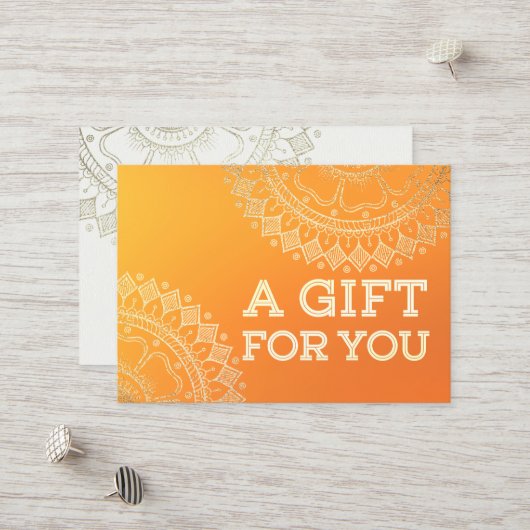 ヨガ瞑想先生オモダンレンジ金ゴールド曼荼羅 割引カード (正面/裏面インサイチュ)