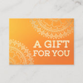 ヨガ瞑想先生オモダンレンジ金ゴールド曼荼羅 割引カード (正面)