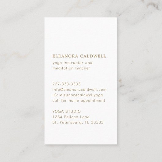 ヨガ瞑想先生ロータスロゴ金ゴールドオンホワイト 名刺 (裏面)