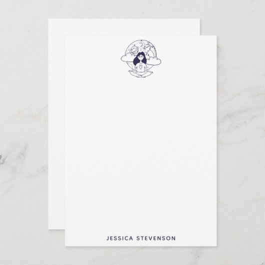 ヨガ瞑想夢想宇宙ガパーソナライズされたール ノートカード (正面/裏面)