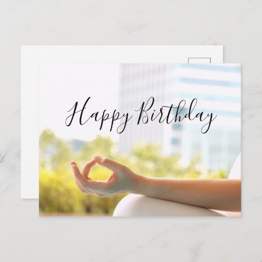 ヨガ瞑想女性の指の誕生日 ポストカード (正面/裏面)