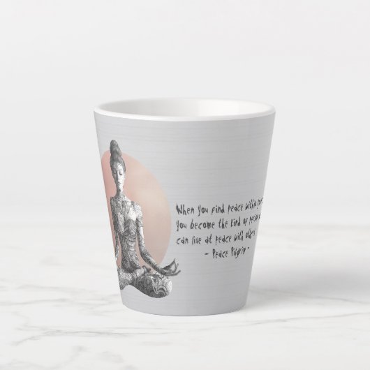 ヨガ瞑想指導者レイキマスター蓮の座り姿勢 カフェラテマグ (正面)