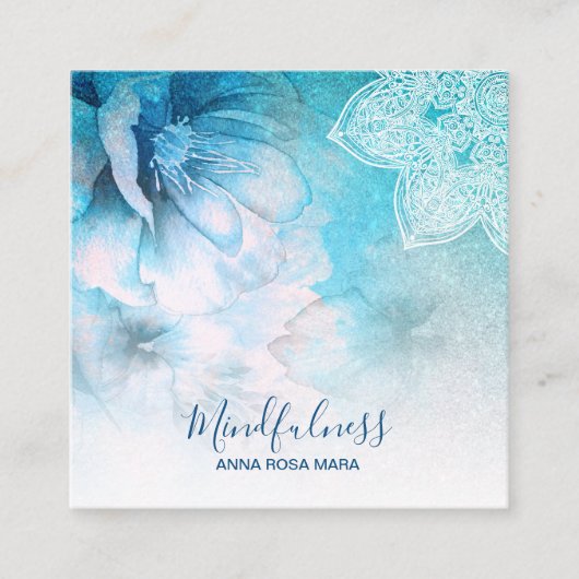 *~*ヨガ瞑想曼荼羅霊気フローラグリッター スクエア名刺 (正面)