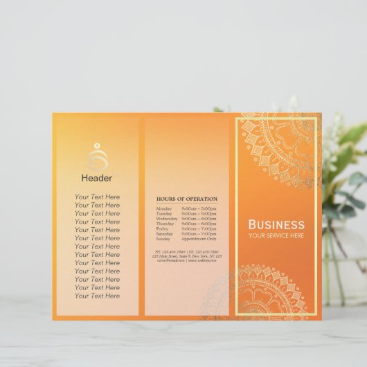 ヨガ瞑想講師 ゴールドマンダラ トリフォールド (スタンド正面)