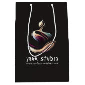 ヨガ瞑想講師 ロータス・ポーズ ブラシ・ストローク ミディアムペーパーバッグ (正面)