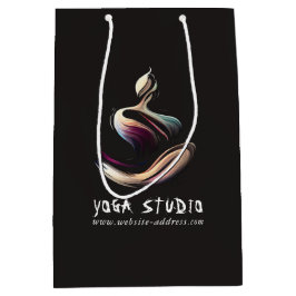 ヨガ瞑想講師 ロータス・ポーズ ブラシ・ストローク ミディアムペーパーバッグ