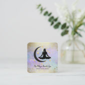 *～*ヨガ瞑想金ゴールド女性の月の心遣い –   スクエア名刺 (スタンド正面)