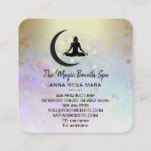 *～*ヨガ瞑想金ゴールド女性の月の心遣い –   スクエア名刺 (裏面)