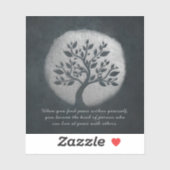 ヨガ瞑想霊気インストラクターシルバーツリー引用文 シール (シート)