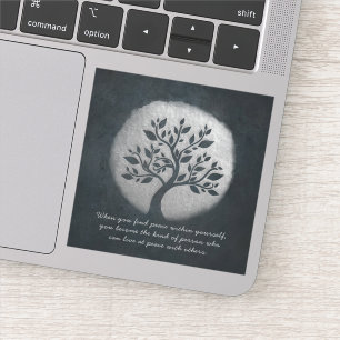 ヨガ瞑想霊気インストラクターシルバーツリー引用文 シール