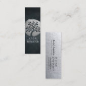 ヨガ瞑想霊気インストラクターブラックシルバーツリー スキニー名刺 (正面/裏面)