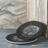 ヨガ瞑想霊気インストラクターブラックシルバーツリー ペーパープレート