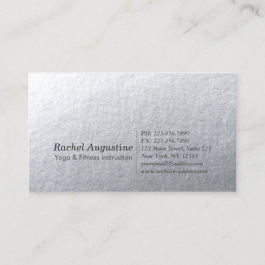 ヨガ瞑想霊気インストラクターブラックシルバーツリー 名刺 (裏面)