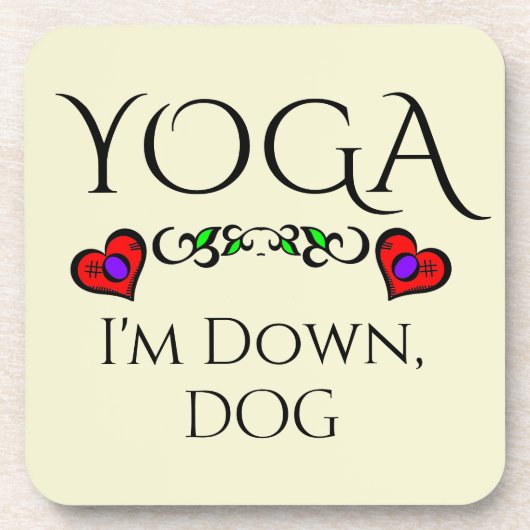 ヨガ私はダウン、犬の飲料用コースター コースター (正面)