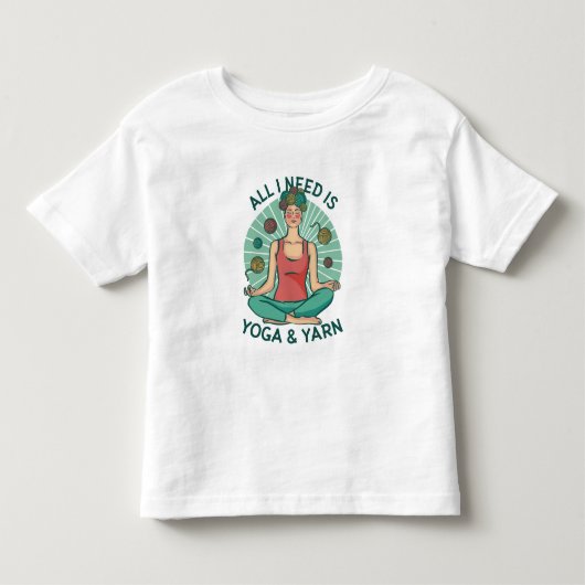 ヨガ編み面白デザイン トドラーTシャツ (正面)