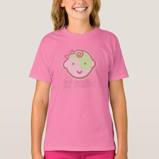 ヨガ話ベビー：リル・ヨギーニ青少年リンガーティー Tシャツ (正面)