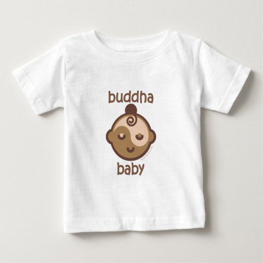 ヨガ話ベビー：仏ベビー顔 – 肉 ベビーTシャツ (正面)