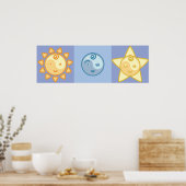 ヨガ話ベビー:太陽、月、星 ポスター (キッチン)