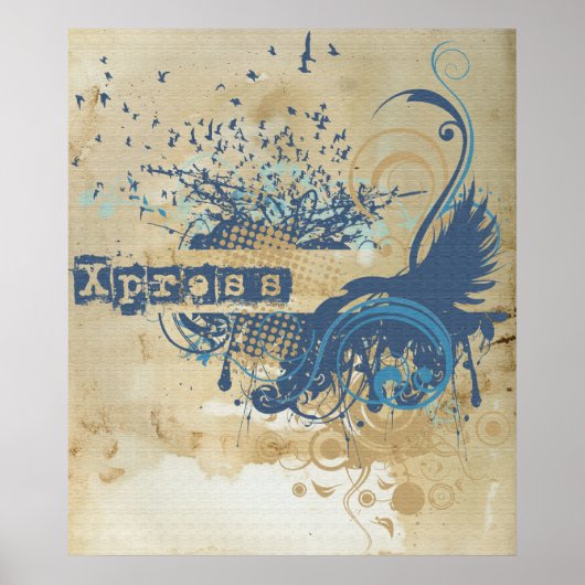 ヨガ話：ブルーX圧チャクラ ポスター (正面)