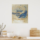 ヨガ話：ブルーX圧チャクラ ポスター (キッチン)