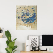 ヨガ話：ブルーX圧チャクラ ポスター (ホームオフィス)