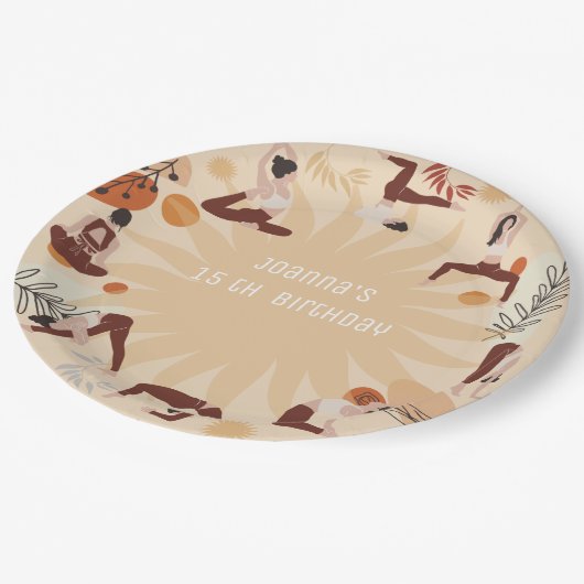 ヨガ誕生日パーティー ペーパープレート (アングル)