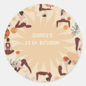 ヨガ誕生日パーティー ラウンドシール (正面)