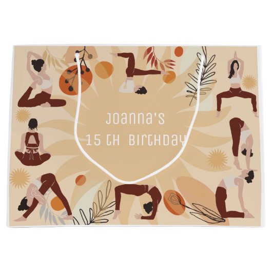 ヨガ誕生日パーティー ラージペーパーバッグ (正面)