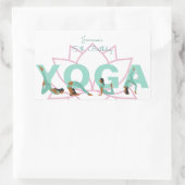 ヨガ誕生日パーティー 長方形シール (バッグ)