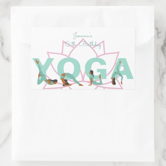ヨガ誕生日パーティー 長方形シール (バッグ)