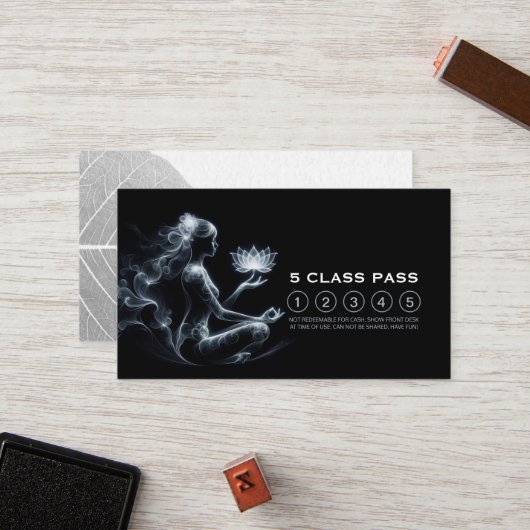 ヨガ講師 ロータス メディテーション ポーズ 5 クラスパス ロイヤリティカード (正面/裏面インサイチュ)