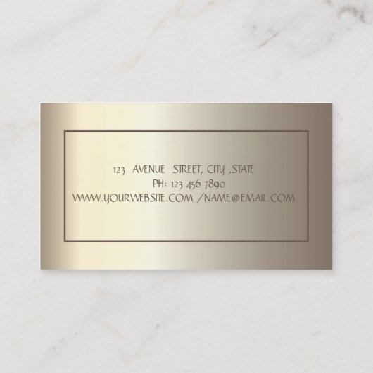 ヨガ金ゴールドグリッターガールシャンパン 名刺 (裏面)