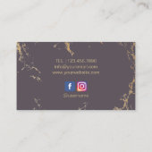 ヨガ金ゴールドロータスマンダラトレンディーパープルマーブル 名刺 (裏面)