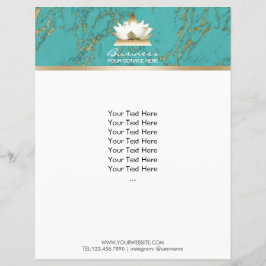 ヨガ金ゴールドロータスモダンターコイズ&金ゴールド大理石 チラシ