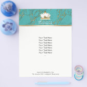 ヨガ金ゴールドロータスモダンターコイズ&金ゴールド大理石 チラシ (シングル)