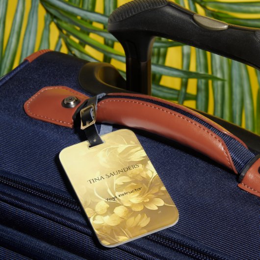 ヨガ金ゴールド花名前をカスタムする ラゲッジタグ (正面インサイチュ1)