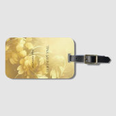 ヨガ金ゴールド花名前をカスタムする ラゲッジタグ (正面横)