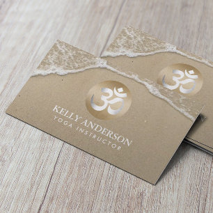 ヨガ金ゴールドOMシンボルクラスビーチ砂&水 名刺