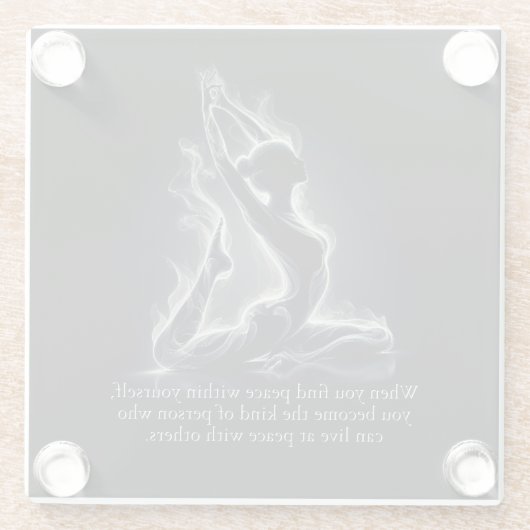 ヨガ霊気インストラクター一本足キングピジョンポーズ ガラスコースター (裏面)