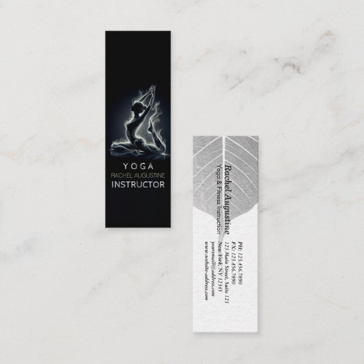 ヨガ霊気インストラクター一本足キングピジョンポーズ スキニー名刺 (正面/裏面)