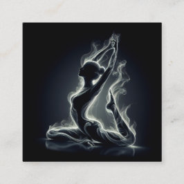 ヨガ霊気インストラクター一本足キングピジョンポーズ スクエア名刺