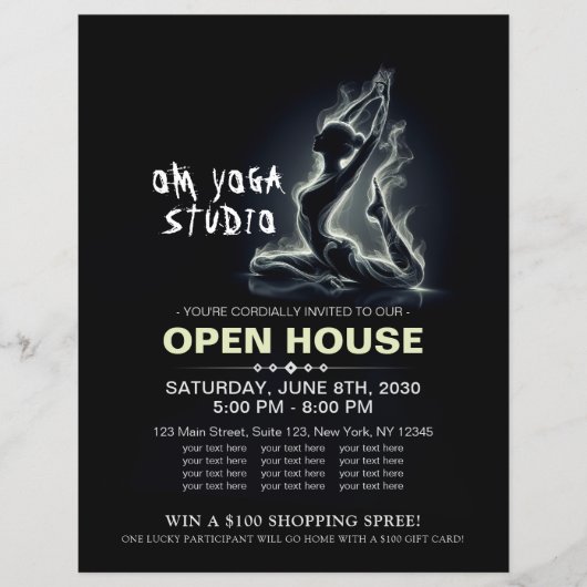 ヨガ霊気インストラクター一本足キングピジョンポーズ チラシ (正面)