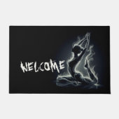 ヨガ霊気インストラクター一本足キングピジョンポーズ ドアマット (正面)